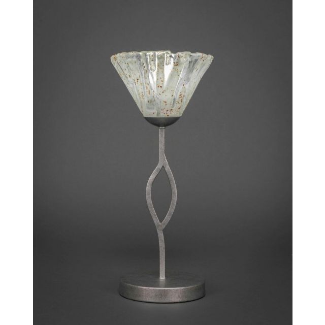Toltec Lighting 140-AS-7195 Revo 1 Light 16 inch Tall Table Lamp in Aged Silver with 7 inch Italian Ice Glass
