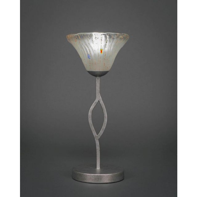 Toltec Lighting 140-AS-751 Revo 1 Light 16 inch Tall Table Lamp in Aged Silver with 7 inch Frosted Crystal Glass