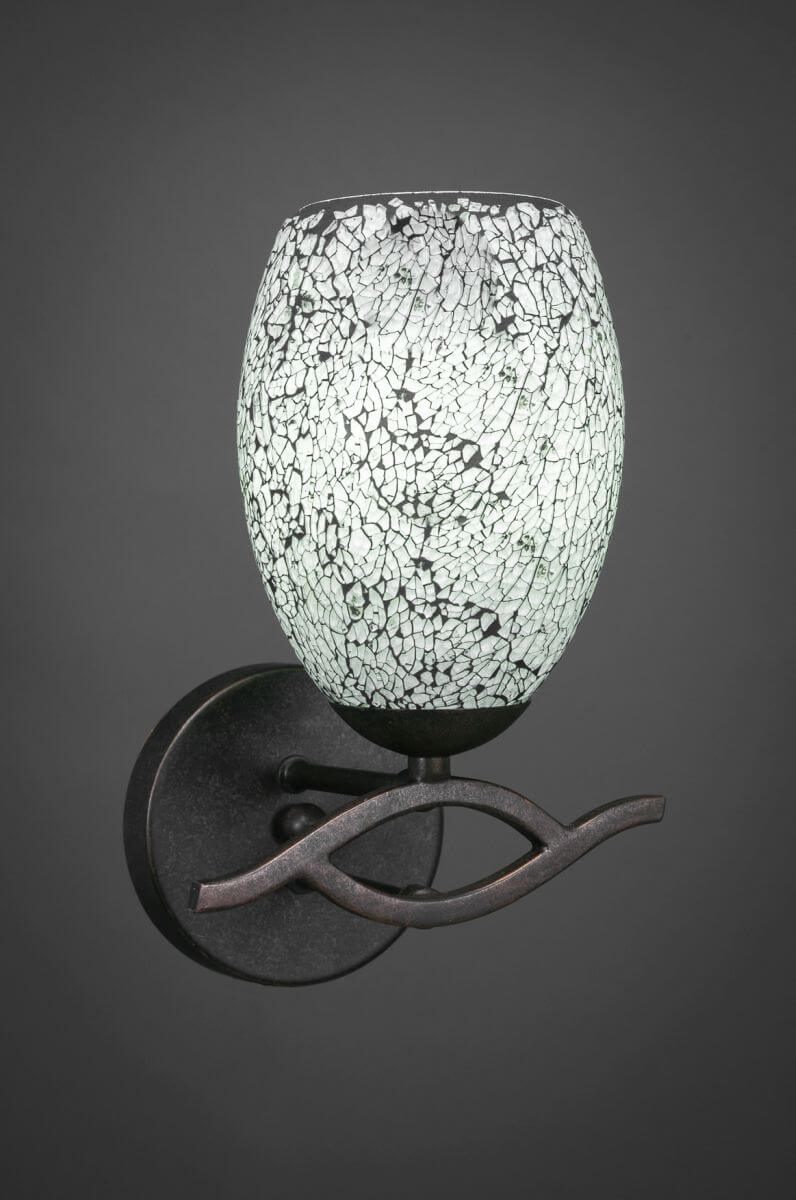 Toltec Lighting 141-DG-4165 Revo 1 Light 10 inch Tall Wall Sconce in Dark Granite with 5 inch Black Fusion Glass