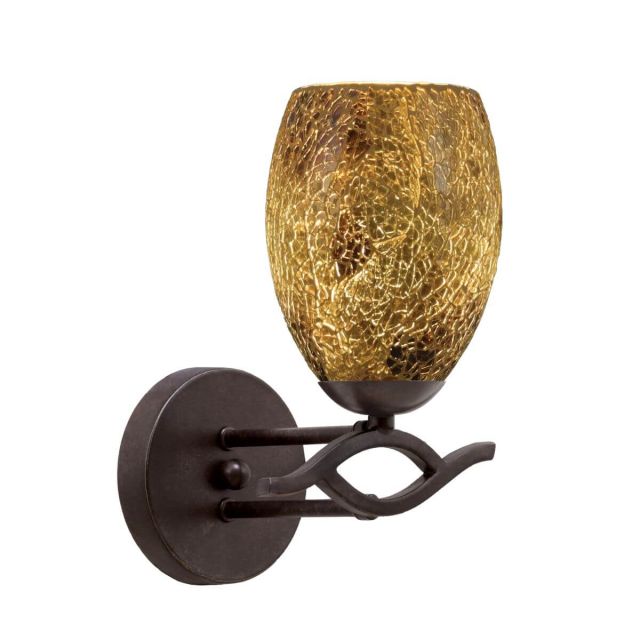 Toltec Lighting 141-DG-4175 Revo 1 Light 10 inch Tall Wall Sconce in Dark Granite with 5 inch Gold Fusion Glass