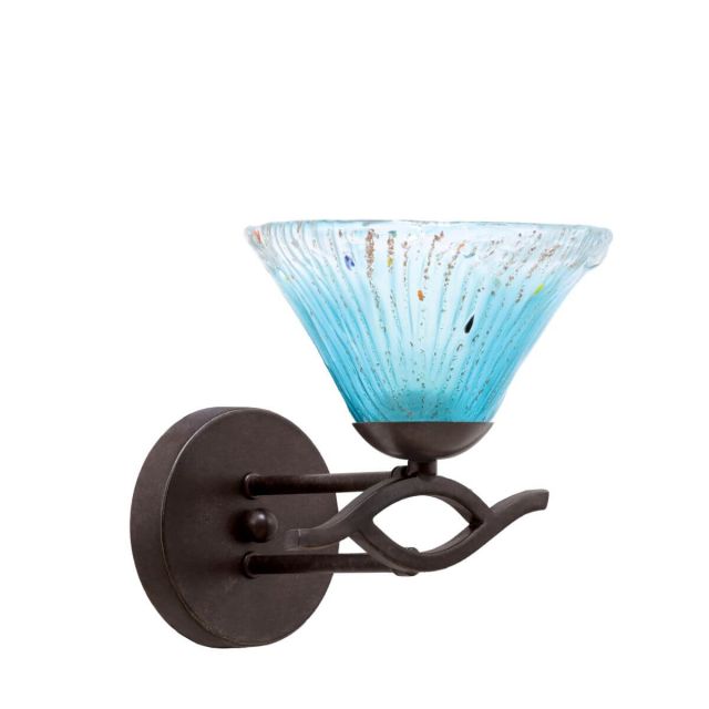 Toltec Lighting 141-DG-458 Revo 1 Light 8 inch Tall Wall Sconce in Dark Granite with 7 inch Teal Crystal Glass