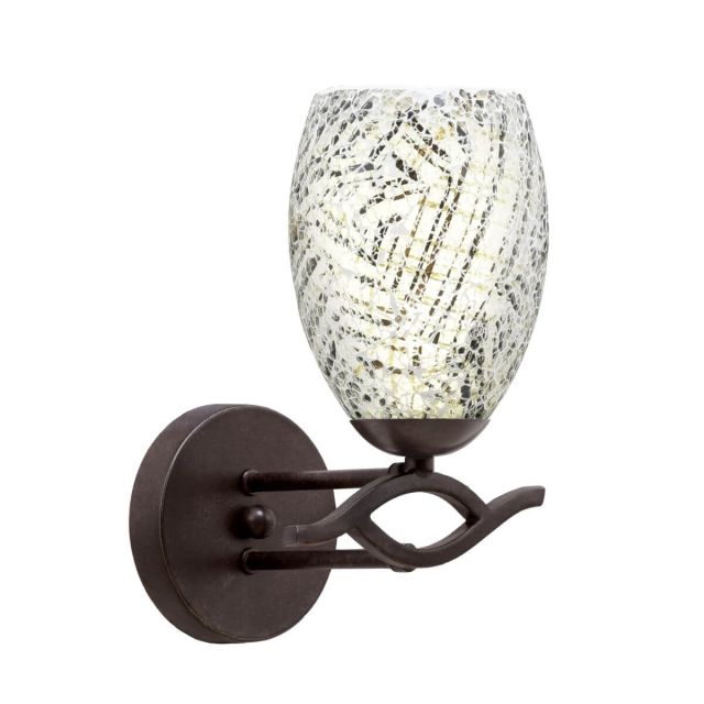 Toltec Lighting 141-DG-5054 Revo 1 Light 10 inch Tall Wall Sconce in Dark Granite with 5 inch Natural Fusion Glass