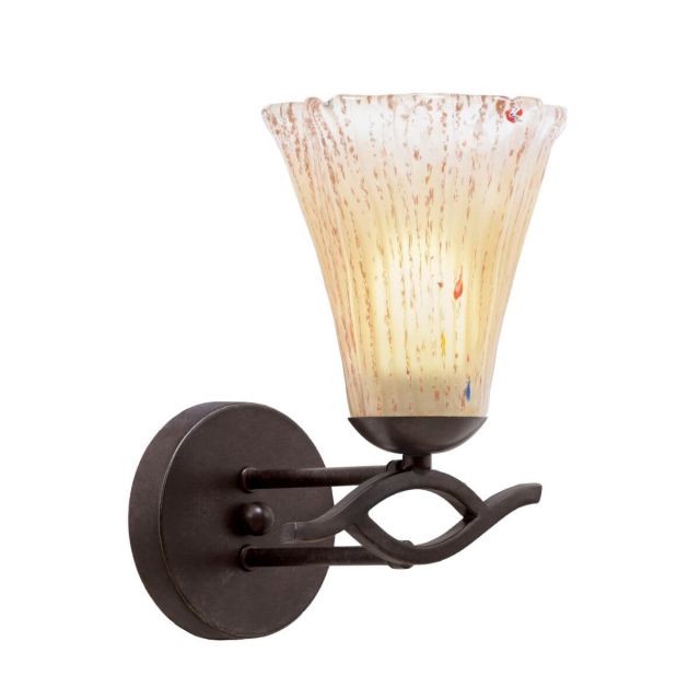 Toltec Lighting 141-DG-720 Revo 1 Light 10 inch Tall Wall Sconce in Dark Granite with 5.5 inch Amber Crystal Glass