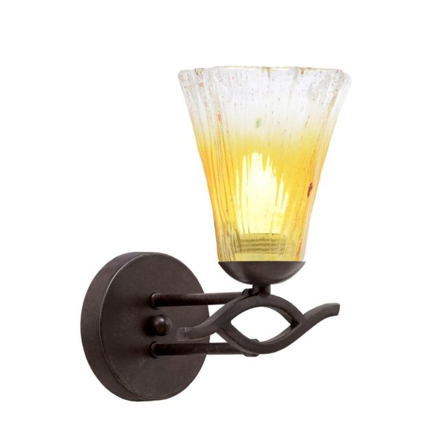 Toltec Lighting 141-DG-724 Revo 1 Light 10 inch Tall Wall Sconce in Dark Granite with 5.5 inch Gold Champagne Crystal Glass