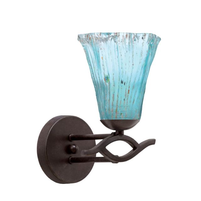 Toltec Lighting 141-DG-725 Revo 1 Light 10 inch Tall Wall Sconce in Dark Granite with 5.5 inch Teal Crystal Glass
