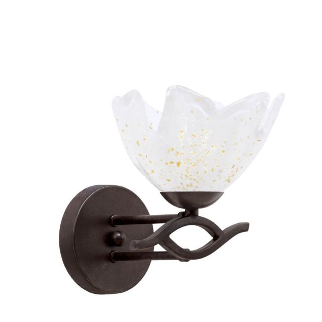 Toltec Lighting 141-DG-755 Revo 1 Light 9 inch Tall Wall Sconce in Dark Granite with 7 inch Gold Ice Glass