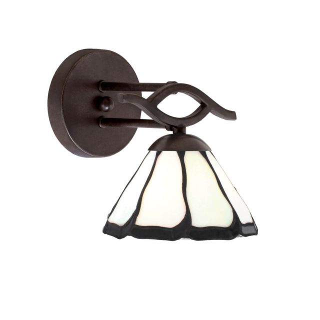 Toltec Lighting 141-DG-9125 Revo 1 Light 8 inch Tall Wall Sconce in Dark Granite with 7 inch Pearl and Black Flair Art Glass