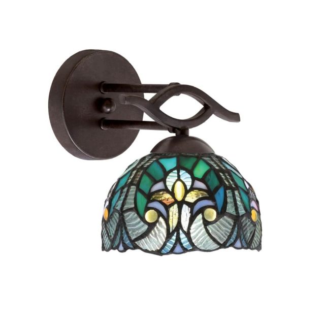 Toltec Lighting 141-DG-9925 Revo 1 Light 9 inch Tall Wall Sconce in Dark Granite with 7 inch Turquoise Cypress Art Glass