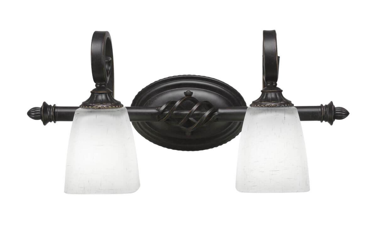 Toltec Lighting 162-DG-460 Elegante 2 Light 21 inch Bath Bar in Dark Granite with 4.5 inch White Muslin Glass