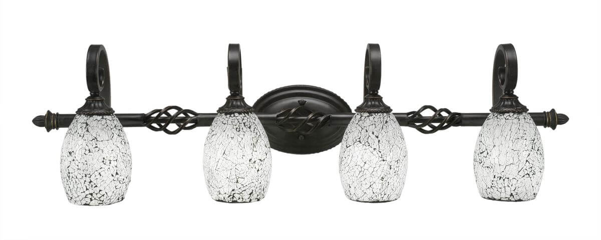 Toltec Lighting 164-DG-4165 Elegante 4 Light 40 inch Bath Bar in Dark Granite with 5 inch Black Fusion Glass
