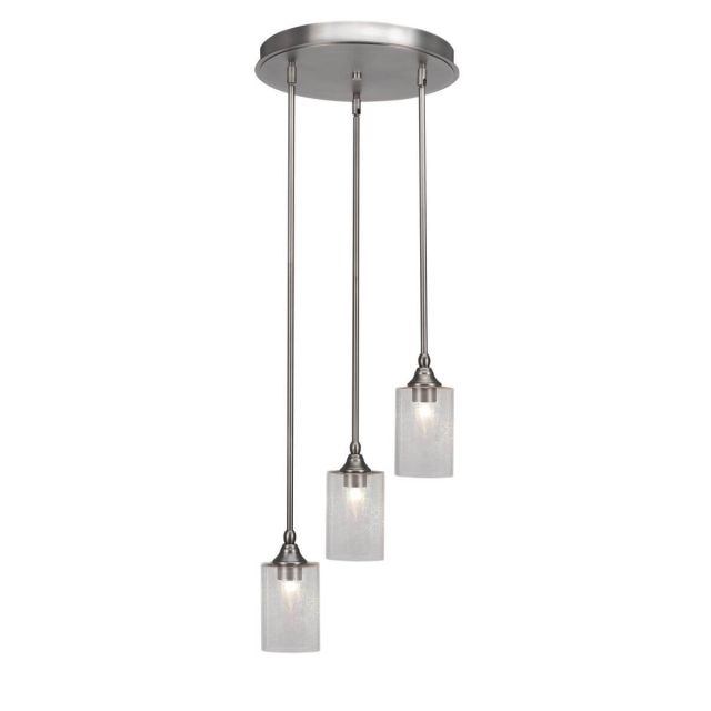 Toltec Lighting Empire 3 Light 14 inch Cluster Pendalier in Brushed Nickel with Clear Bubble Glass 2143-BN-300