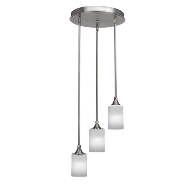 Toltec Lighting Empire 3 Light 14 inch Cluster Pendalier in Brushed Nickel with White Marble Glass 2143-BN-3001