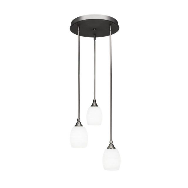 Toltec Lighting Empire 3 Light 15 inch Cluster Pendant in Brushed Nickel with White Matrix Glass 2143-BN-4021