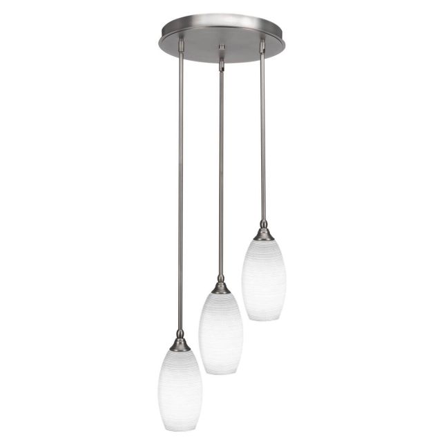 Toltec Lighting Empire 3 Light 15 inch Cluster Pendalier in Brushed Nickel with White Matrix Glass 2143-BN-4041