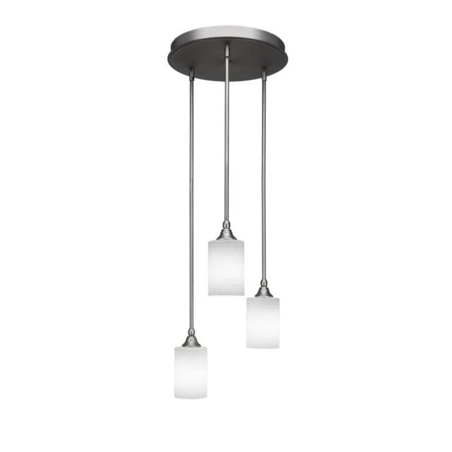 Toltec Lighting Empire 3 Light 19 inch Cluster Pendant in Brushed Nickel with White Matrix Glass 2143-BN-4061