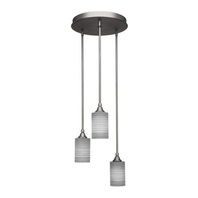 Toltec Lighting Empire 3 Light 19 inch Cluster Pendant in Brushed Nickel with Gray Matrix Glass 2143-BN-4062