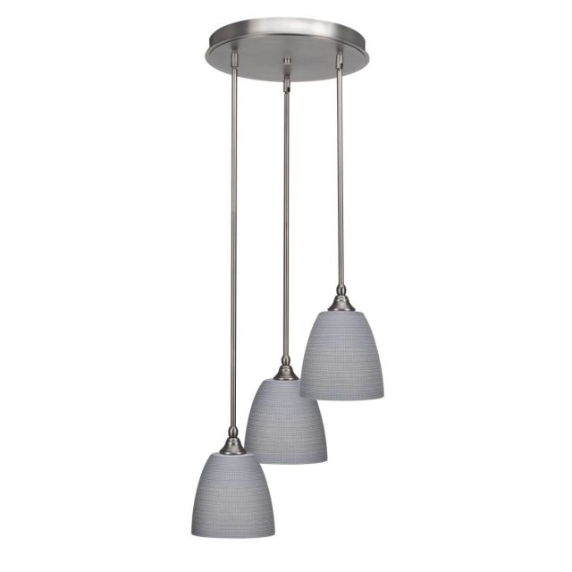 Toltec Lighting Empire 3 Light 16 inch Cluster Pendalier in Brushed Nickel with Gray Matrix Glass 2143-BN-4072