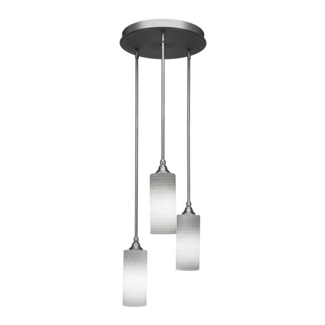 Toltec Lighting Empire 3 Light 19 inch Cluster Pendant in Brushed Nickel with White Matrix Glass 2143-BN-4091