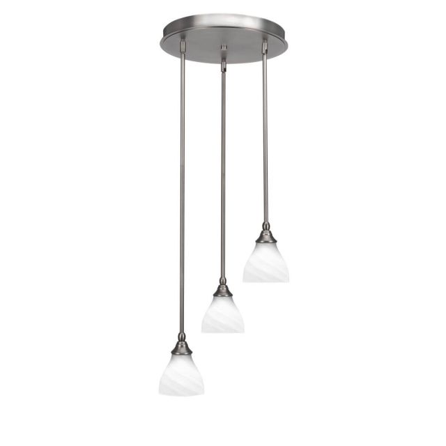 Toltec Lighting Empire 3 Light 15 inch Cluster Pendalier in Brushed Nickel with White Marble Glass 2143-BN-4761
