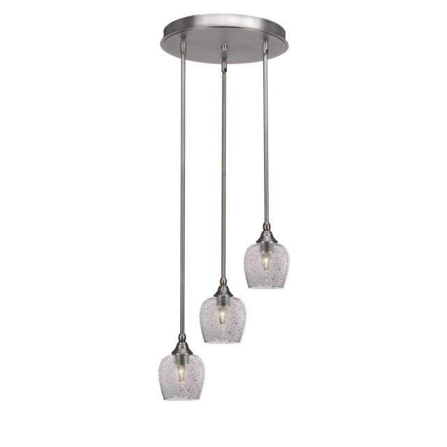 Toltec Lighting Empire 3 Light 15 inch Cluster Pendalier in Brushed Nickel with Smoke Bubble Glass 2143-BN-4812