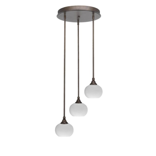Toltec Lighting Empire 3 Light 16 inch Cluster Pendalier in Bronze with White Muslin Glass 2143-BRZ-212