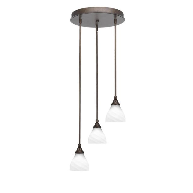 Toltec Lighting Empire 3 Light 15 inch Cluster Pendalier in Bronze with White Marble Glass 2143-BRZ-4761
