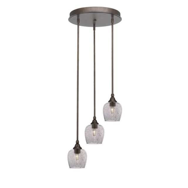 Toltec Lighting Empire 3 Light 15 inch Cluster Pendalier in Bronze with Smoke Bubble Glass 2143-BRZ-4812