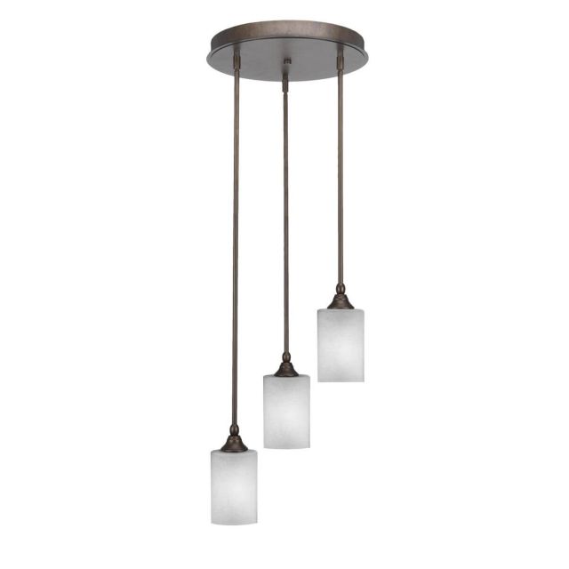 Toltec Lighting Empire 3 Light 14 inch Cluster Pendalier in Bronze with Square White Muslin Glass 2143-BRZ-531