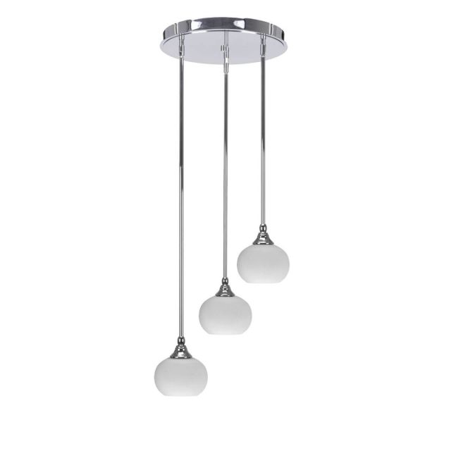 Toltec Lighting Empire 3 Light 16 inch Cluster Pendalier in Chrome with White Muslin Glass 2143-CH-212