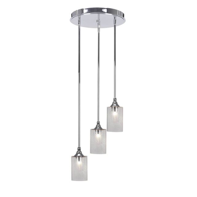 Toltec Lighting Empire 3 Light 14 inch Cluster Pendalier in Chrome with Clear Bubble Glass 2143-CH-300