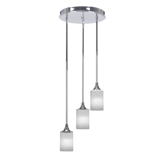 Toltec Lighting Empire 3 Light 14 inch Cluster Pendalier in Chrome with White Marble Glass 2143-CH-3001