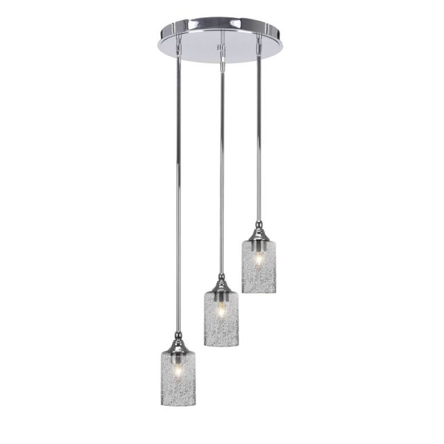 Toltec Lighting Empire 3 Light 14 inch Cluster Pendalier in Chrome with Smoke Bubble Glass 2143-CH-3002
