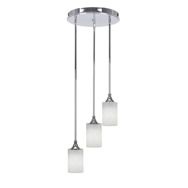 Toltec Lighting Empire 3 Light 14 inch Cluster Pendalier in Chrome with White Muslin Glass 2143-CH-310