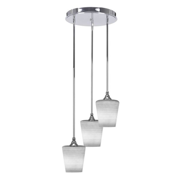 Toltec Lighting Empire 3 Light 15 inch Cluster Pendalier in Chrome with White Matrix Glass 2143-CH-4031