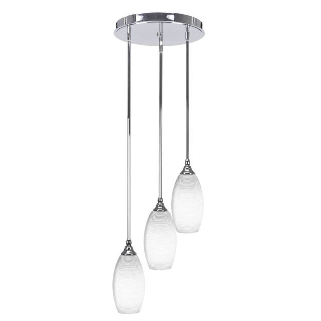 Toltec Lighting Empire 3 Light 15 inch Cluster Pendalier in Chrome with White Matrix Glass 2143-CH-4041