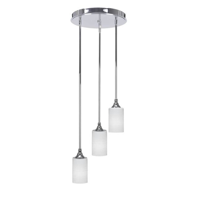 Toltec Lighting Empire 3 Light 14 inch Cluster Pendalier in Chrome with White Matrix Glass 2143-CH-4061