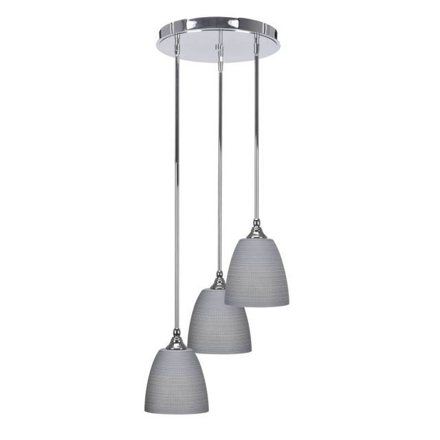 Toltec Lighting Empire 3 Light 16 inch Cluster Pendalier in Chrome with Gray Matrix Glass 2143-CH-4072