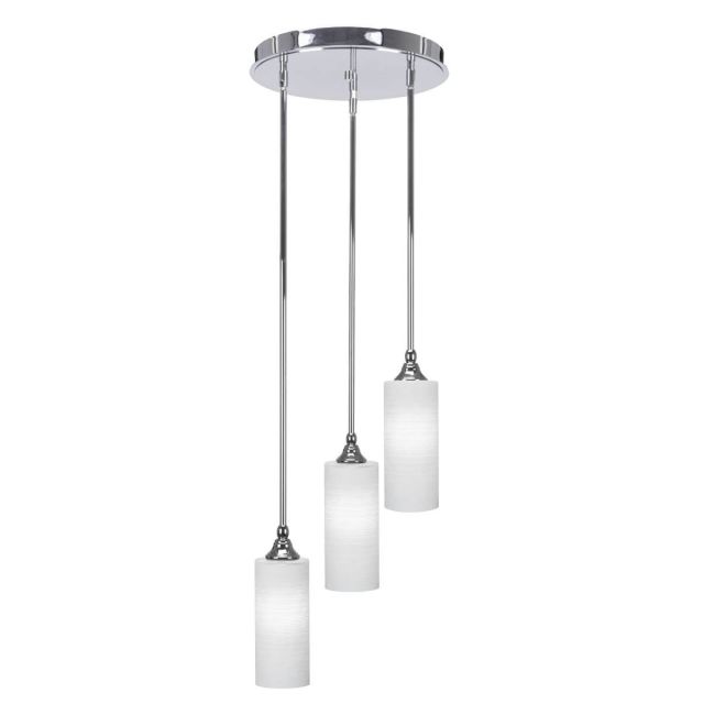 Toltec Lighting Empire 3 Light 14 inch Cluster Pendalier in Chrome with White Matrix Glass 2143-CH-4091