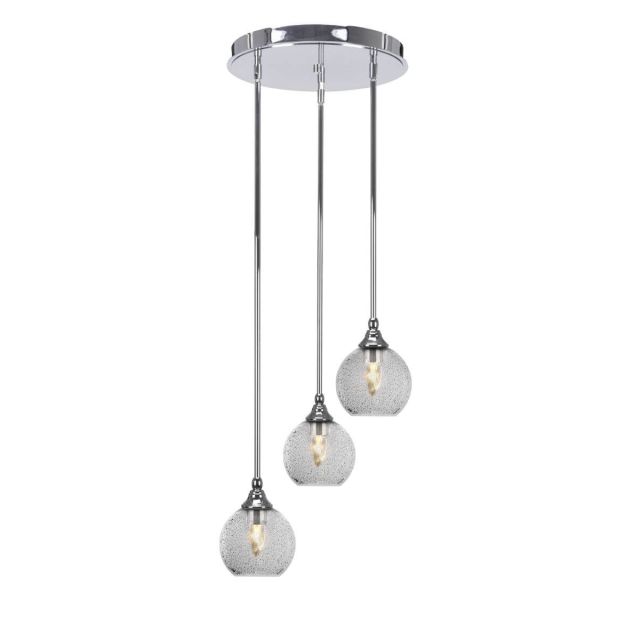 Toltec Lighting Empire 3 Light 15 inch Cluster Pendalier in Chrome with Smoke Bubble Glass 2143-CH-4102
