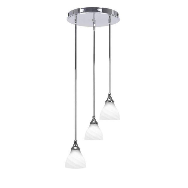 Toltec Lighting Empire 3 Light 15 inch Cluster Pendalier in Chrome with White Marble Glass 2143-CH-4761
