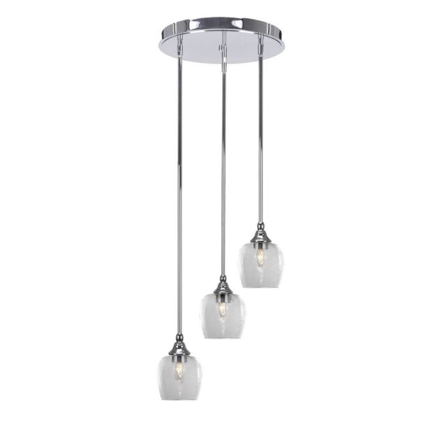 Toltec Lighting Empire 3 Light 15 inch Cluster Pendalier in Chrome with Clear Bubble Glass 2143-CH-4810