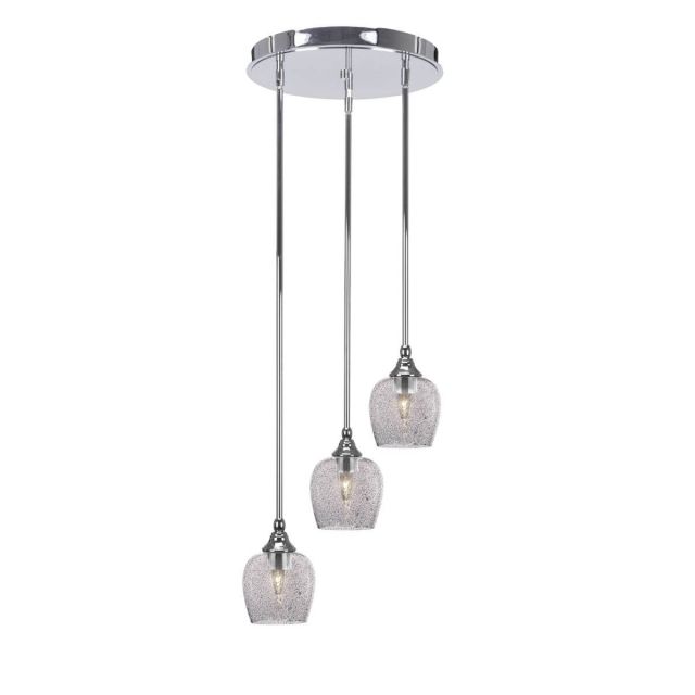 Toltec Lighting Empire 3 Light 15 inch Cluster Pendalier in Chrome with Smoke Bubble Glass 2143-CH-4812