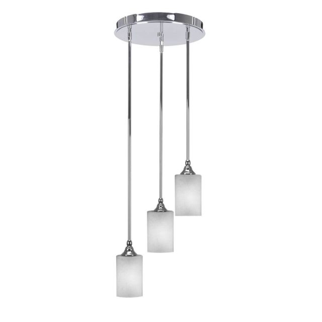 Toltec Lighting Empire 3 Light 14 inch Cluster Pendalier in Chrome with Square White Muslin Glass 2143-CH-531