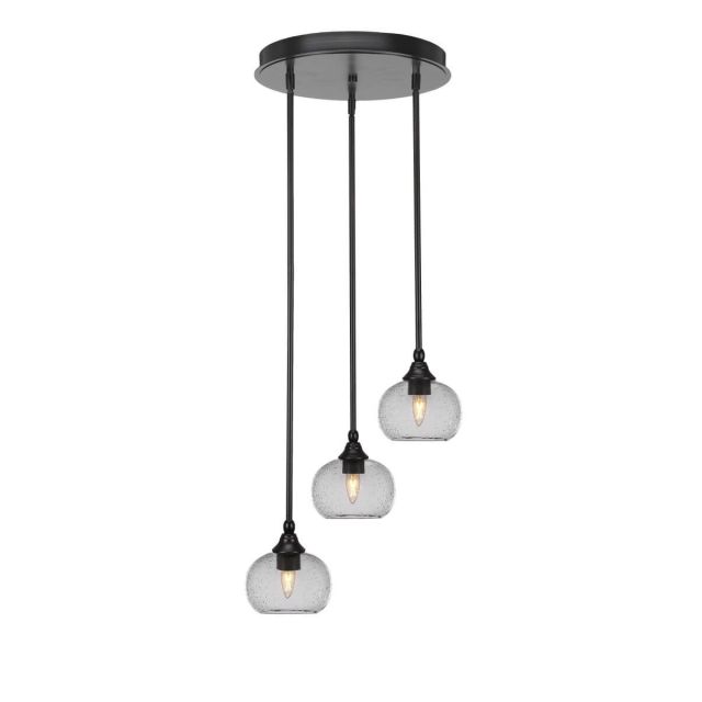 Toltec Lighting Empire 3 Light 16 inch Cluster Pendalier in Espresso with Clear Bubble Glass 2143-ES-202
