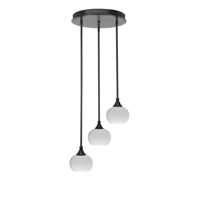 Toltec Lighting Empire 3 Light 16 inch Cluster Pendalier in Espresso with White Muslin Glass 2143-ES-212