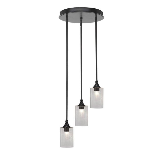Toltec Lighting Empire 3 Light 14 inch Cluster Pendalier in Espresso with Clear Bubble Glass 2143-ES-300