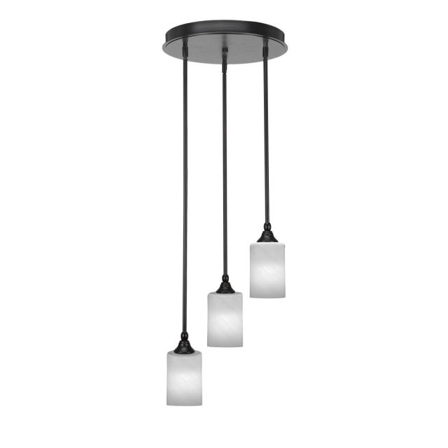Toltec Lighting Empire 3 Light 14 inch Cluster Pendalier in Espresso with White Marble Glass 2143-ES-3001