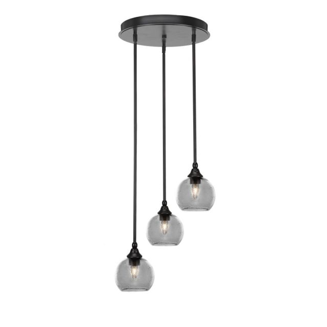 Toltec Lighting Empire 3 Light 15 inch Cluster Pendalier in Espresso with Clear Bubble Glass 2143-ES-4100