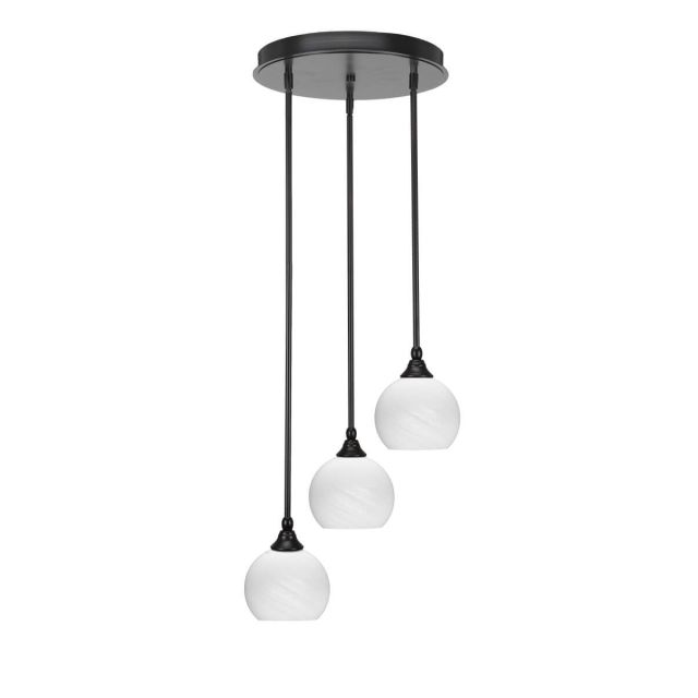 Toltec Lighting Empire 3 Light 15 inch Cluster Pendalier in Espresso with White Marble Glass 2143-ES-4101