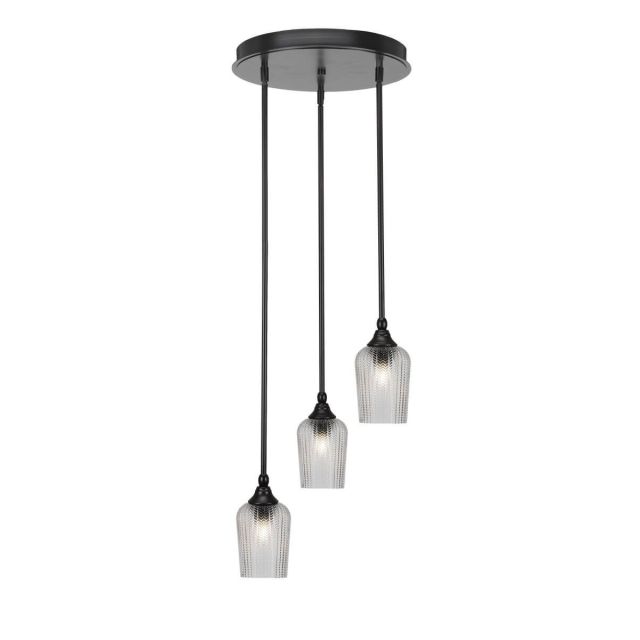 Toltec Lighting Empire 3 Light 15 inch Cluster Pendalier in Espresso with Clear Textured Glass 2143-ES-4250